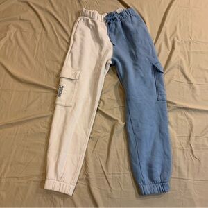 Hollister Two-Tone Joggers in Cream and Blue Women's Size S